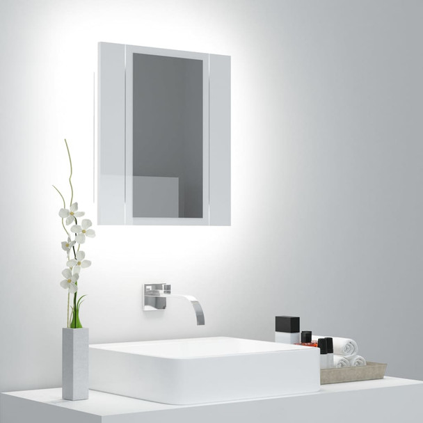 LED kupaonski ormarić s ogledalom sjajni bijeli 40x12x45 cm