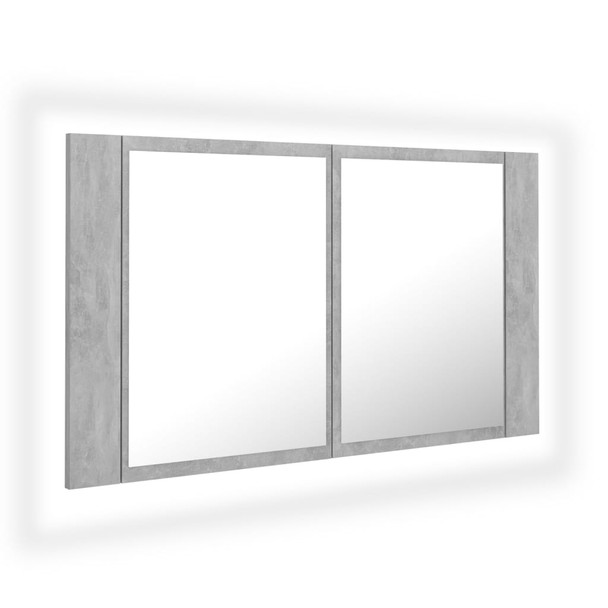 LED kupaonski ormarić s ogledalom siva boja betona 80x12x45 cm