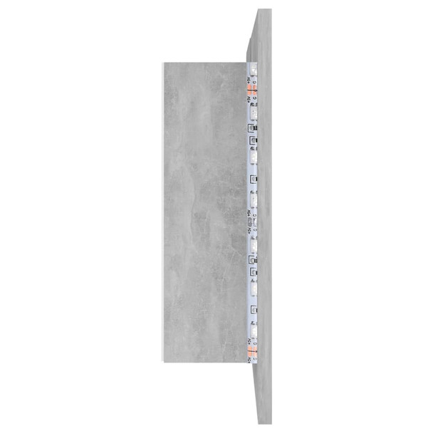 LED kupaonski ormarić s ogledalom siva boja betona 80x12x45 cm