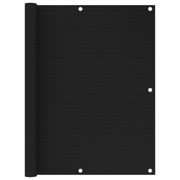 Balkonski zastor crni 120 x 500 cm HDPE