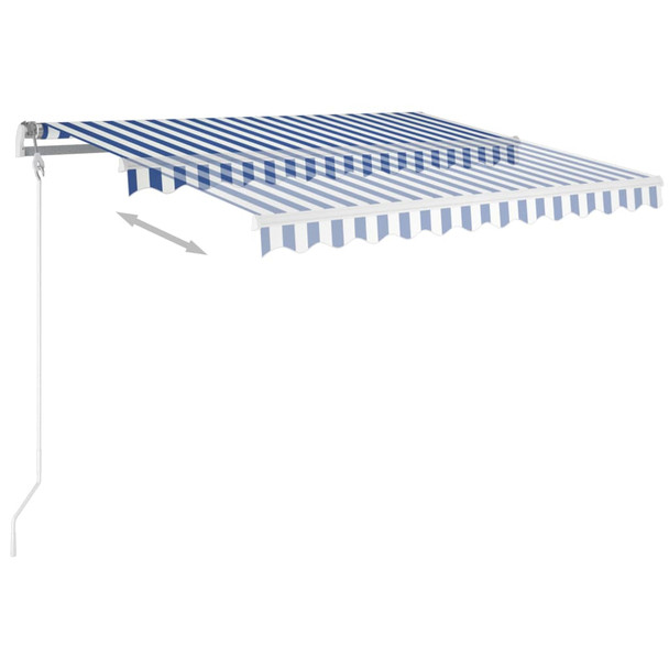 Tenda na ručno uvlačenje s LED svjetlom 3,5x2,5 m plavo-bijela