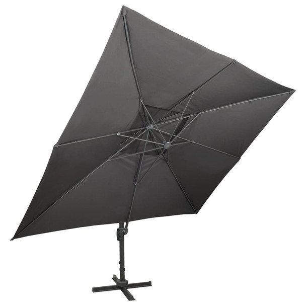 Konzolni suncobran s dvostrukim vrhom 400 x 300 cm antracit
