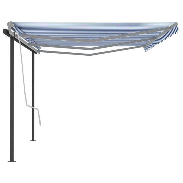 Automatska tenda na uvlačenje sa stupovima 6x3,5 m plavo-bijela