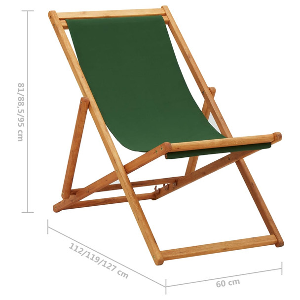 Sklopiva stolica za plažu od drva eukaliptusa i tkanine zelena