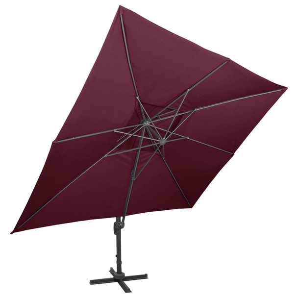 Konzolni suncobran s dvostrukim vrhom 400 x 300 cm bordo
