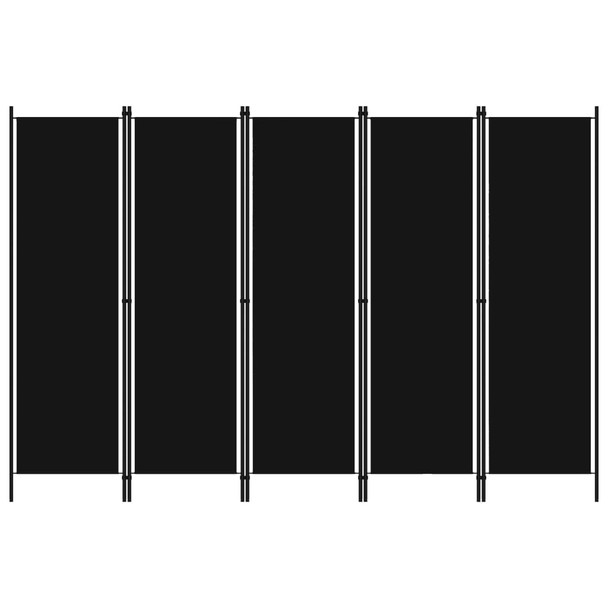 Sobna pregrada s 5 panela crna 250 x 180 cm