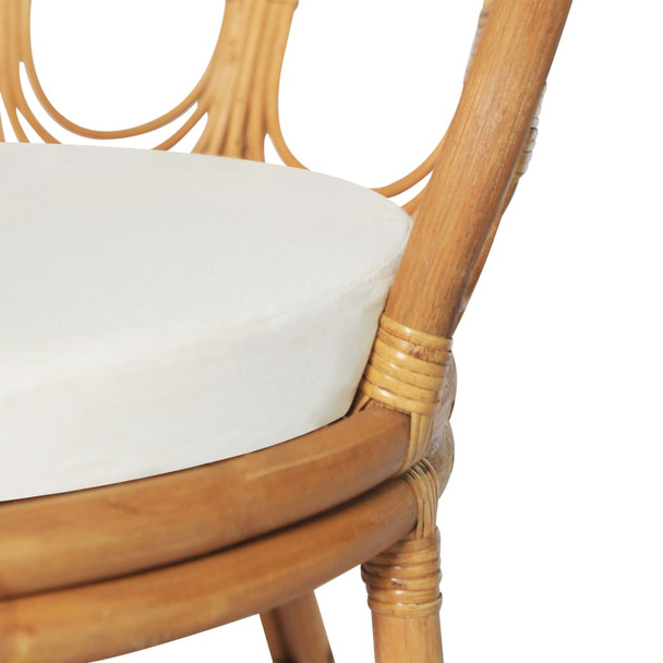 Blagovaonska stolica s jastukom svjetlosmeđi ratan i platno