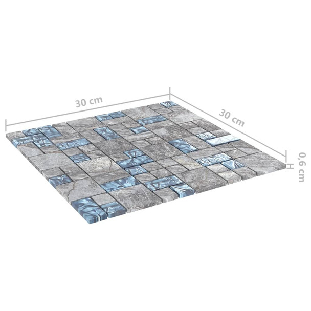 Pločice s mozaikom 22 kom sivo-plave 30 x 30 cm staklene