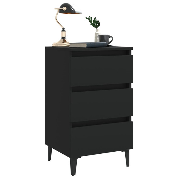 805908 Bed Cabinet with Metal Legs 2 pcs Black 40x35x69 cm