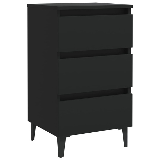 805908 Bed Cabinet with Metal Legs 2 pcs Black 40x35x69 cm