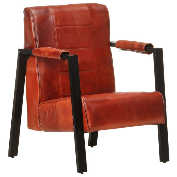Fotelja od prave kozje kože 60 x 80 x 87 cm tamnosmeđa