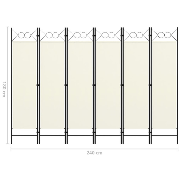 Sobna pregrada sa 6 panela krem-bijela 240 x 180 cm