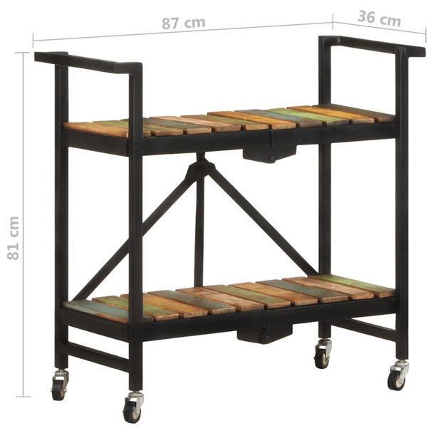 Kuhinjska kolica 87x 36 x 81 cm od masivnog obnovljenog drva