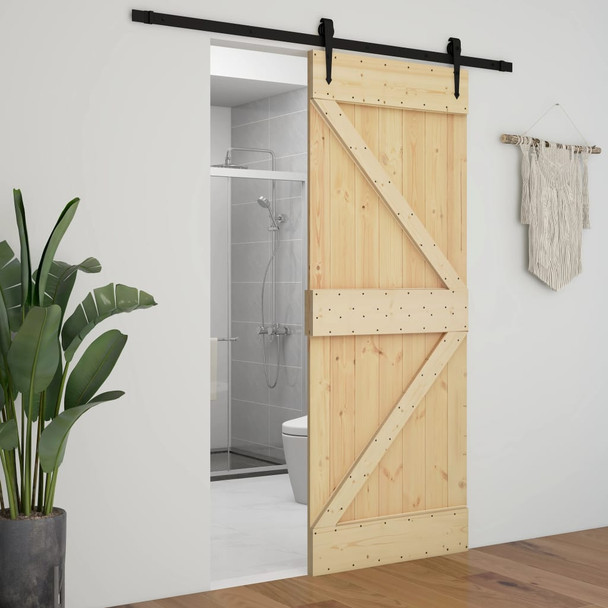 Klizna vrata s priborom za montažu 80 x 210 cm masivna borovina