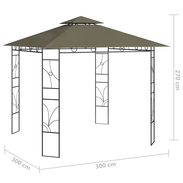 Sjenica 3 x 3 x 2,7 m smeđe-siva 160 g/m²