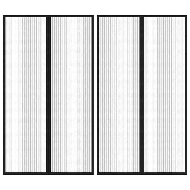 Zastori protiv insekata 2 kom s magnetima 200 x 80 cm crni