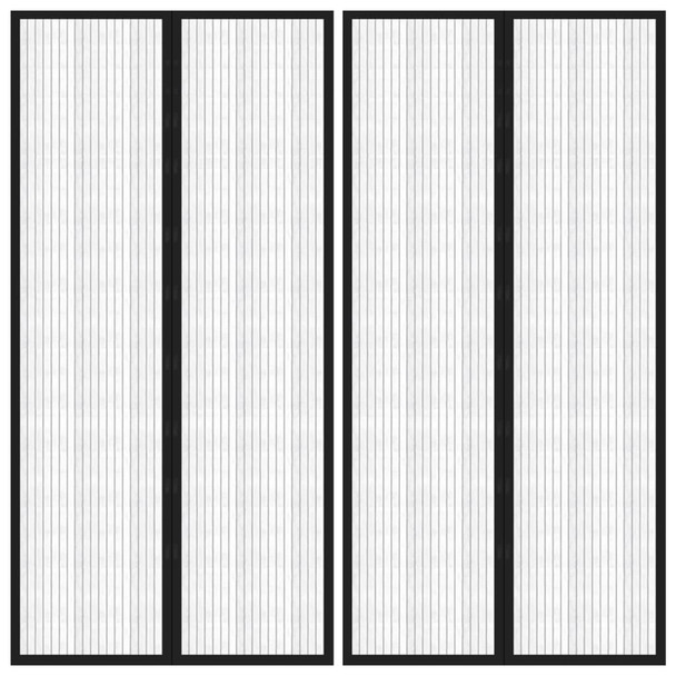 Zastori protiv insekata 2 kom s magnetima 220 x 100 cm crni