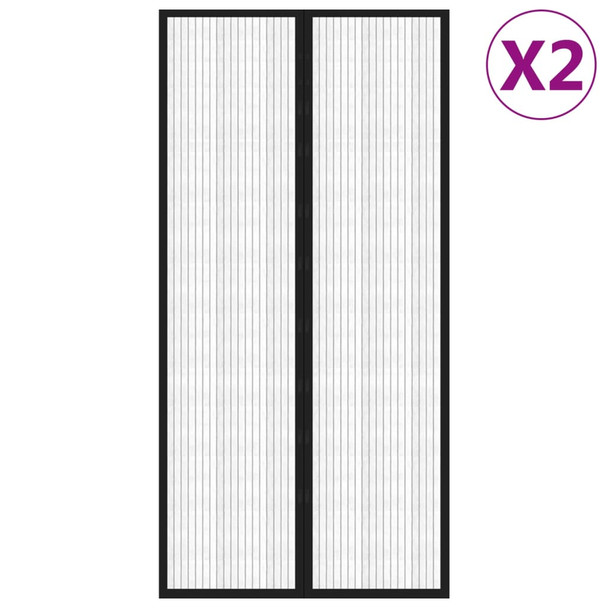 Zastori protiv insekata 2 kom s magnetima 220 x 100 cm crni