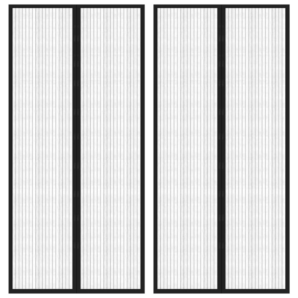 Zastori protiv insekata 2 kom s magnetima 220 x 110 cm crni
