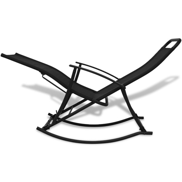 Vrtna stolica za ljuljanje čelik i tekstilen crna