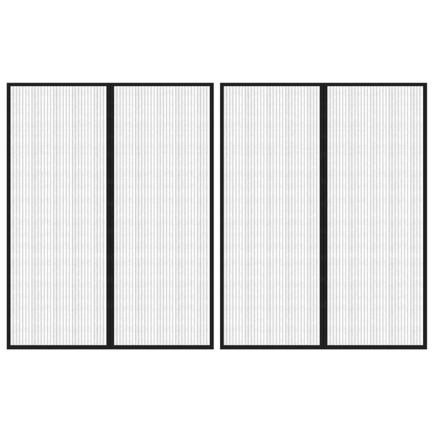 Zastori protiv insekata 2 kom s magnetima 230 x 160 cm crni