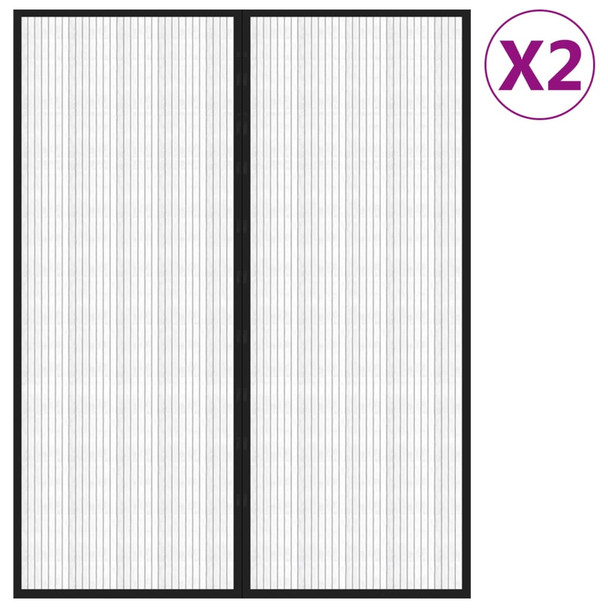 Zastori protiv insekata 2 kom s magnetima 230 x 160 cm crni