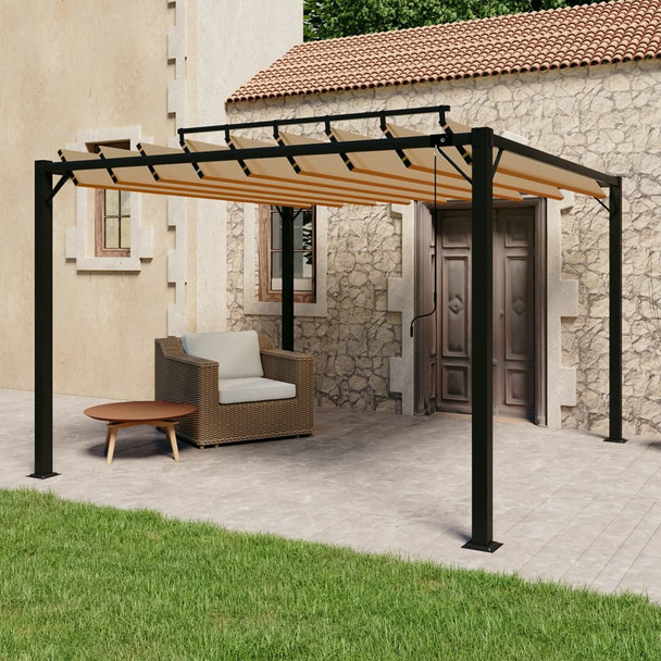 Sjenica s rešetkastim krovom 3x3 m smeđe-siva tkanina/aluminij
