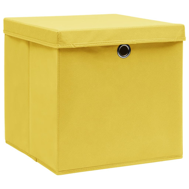 Kutije za pohranu s poklopcima 4 kom žute 32x32x32 cm tkanina