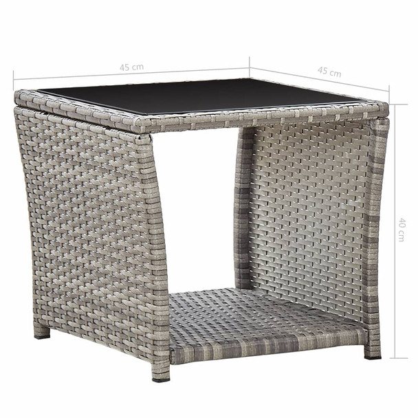 Stolić za kavu sivi 45 x 45 x 40 cm od poliratana i stakla