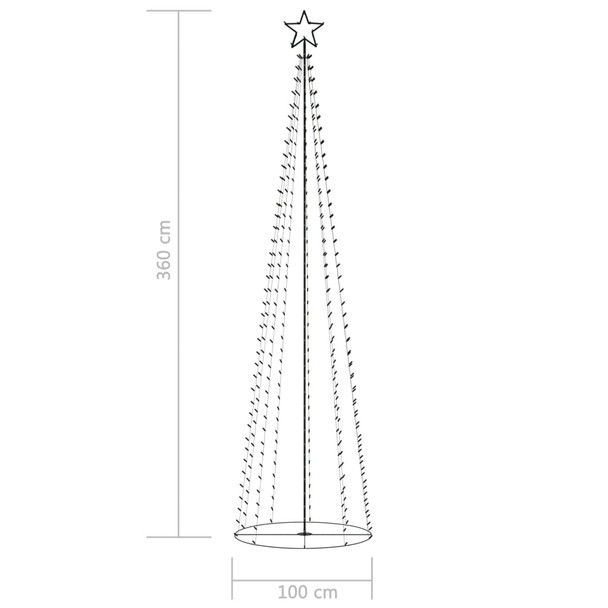 Stožasto božićno drvce s 400 šarenih LED žarulja 100 x 360 cm