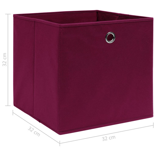 Kutije za pohranu 4 kom tamnocrvene 32 x 32 x 32 cm od tkanine