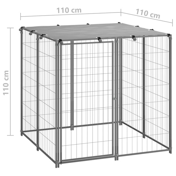 Kavez za pse srebrni 110 x 110 x 110 cm čelični