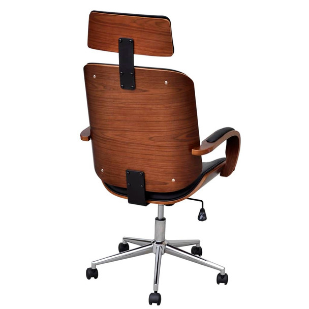Okretna uredska stolica od savijenog drva i umjetne kože
