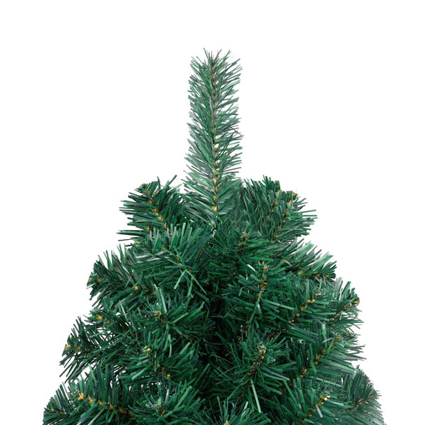 Umjetna polovica božićnog drvca s LED i kuglicama zelena 210 cm