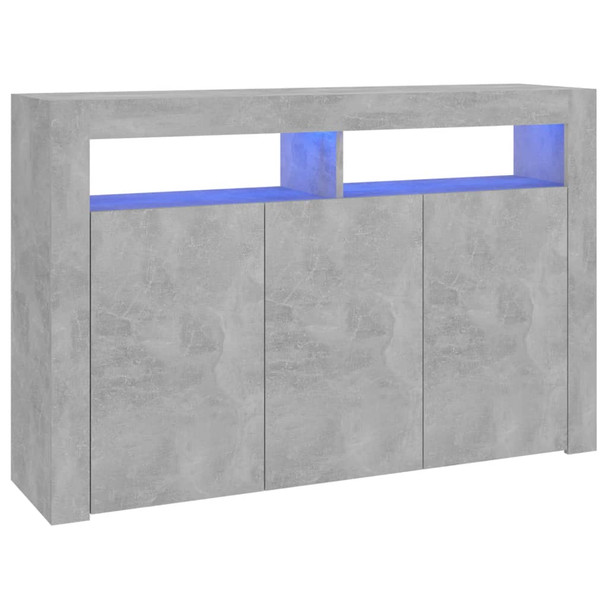 Komoda s LED svjetlima siva boja betona 115,5 x 30 x 75 cm