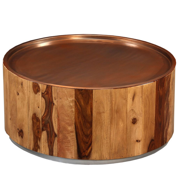 Stolić za kavu od masivnog drva šišama i čelika 68 cm