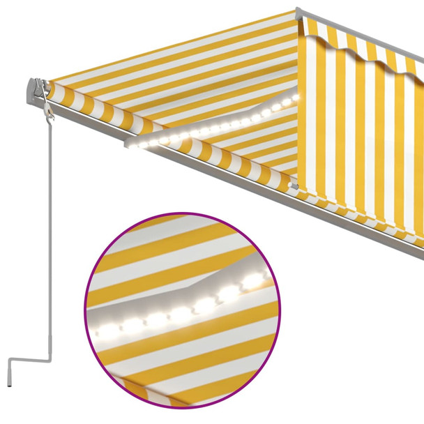Automatska tenda s roletom i senzorom LED 5 x 3 m žuto-bijela