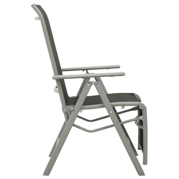 Nagibne vrtne stolice 2 kom od tekstilena i aluminija srebrne