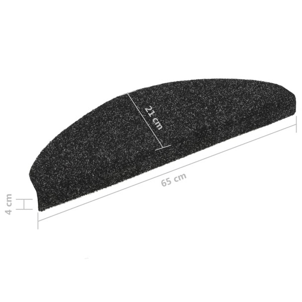 Samoljepljivi otirači za stepenice 5 kom crni 65 x 21 x 4 cm