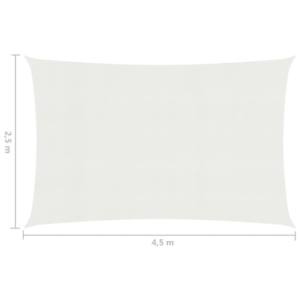 Jedro za zaštitu od sunca 160 g/m² bijelo 2,5 x 4,5 m HDPE