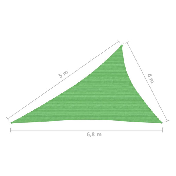 Jedro za zaštitu od sunca 160 g/m² svjetlozeleno 4x5x6,8 m HDPE