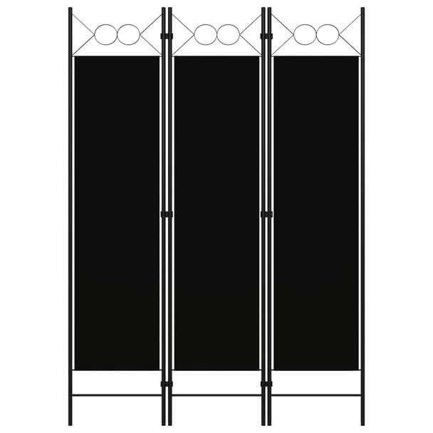 Sobna pregrada s 3 panela crna 120 x 180 cm