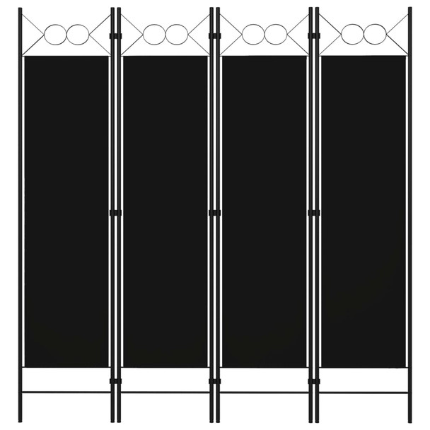 Sobna pregrada s 4 panela crna 160 x 180 cm