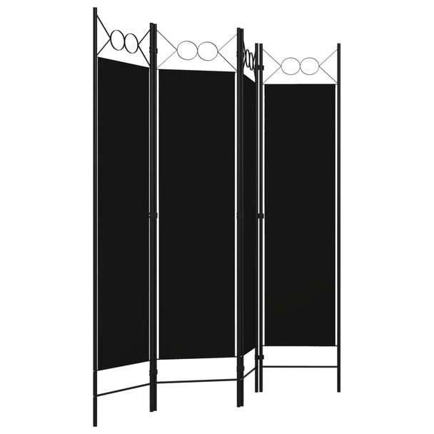 Sobna pregrada s 4 panela crna 160 x 180 cm