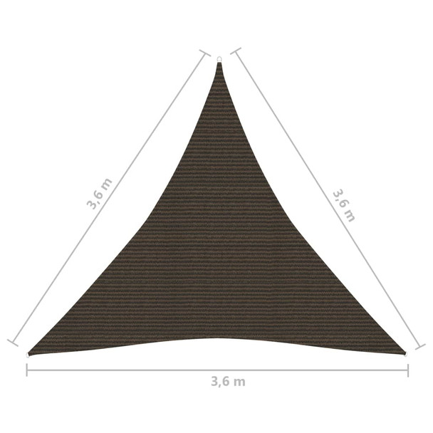 Jedro za zaštitu od sunca 160 g/m² smeđe 3,6 x 3,6 x 3,6 m HDPE