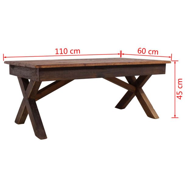 Stolić za kavu od masivnog obnovljenog drva 110 x 60 x 45 cm