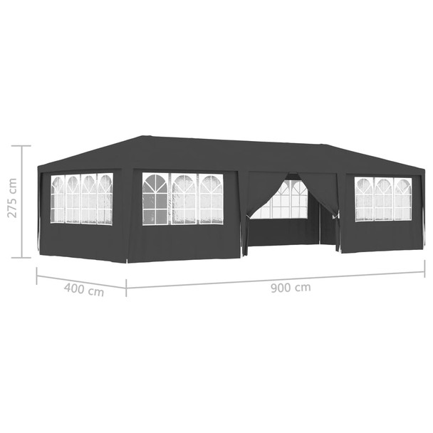 Profesionalni šator za zabave 4 x 9 m antracit 90 g/m²