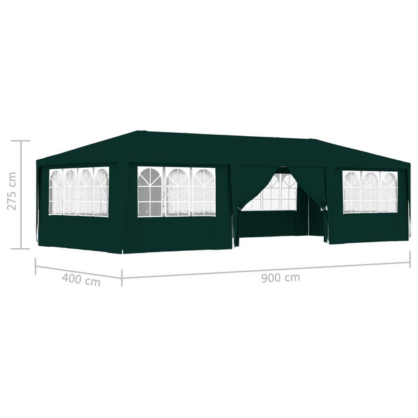 Profesionalni šator za zabave 4 x 9 m zeleni 90 g/m²