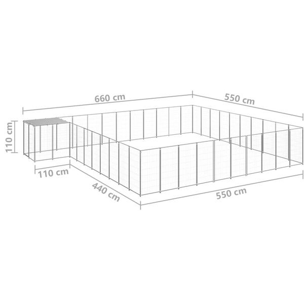 Kavez za pse srebrni 31,46 m² čelični