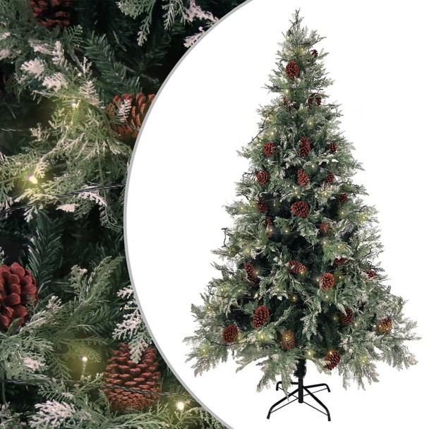 Božićno drvce LED sa šiškama zeleno-bijelo 195 cm PVC i PE
